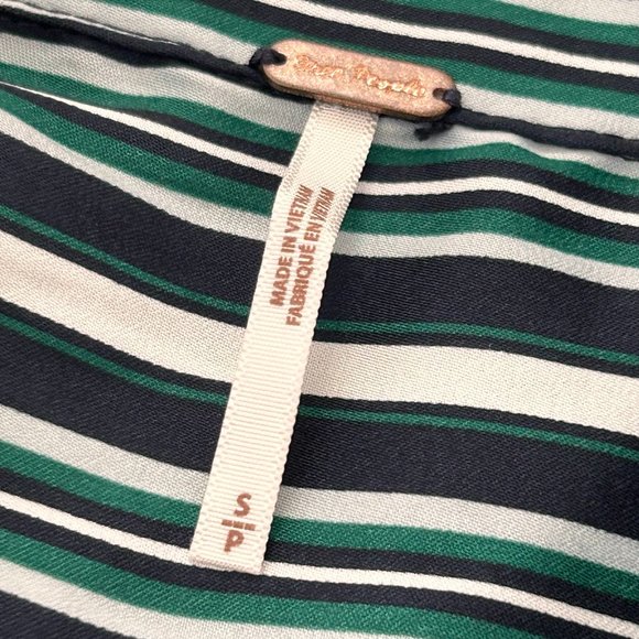 Free People Loose Blouse in Blue/White/Black Stripes SMALL - W558 - Picture 8 of 10